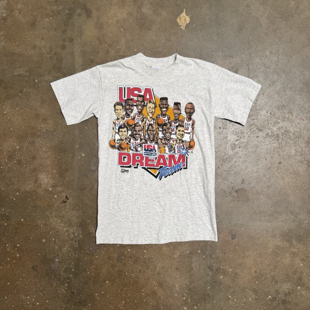 Vintage 1992 Dream Team T-Shirt - Salem Sportswear Single Stitch Sz S - Stark‎